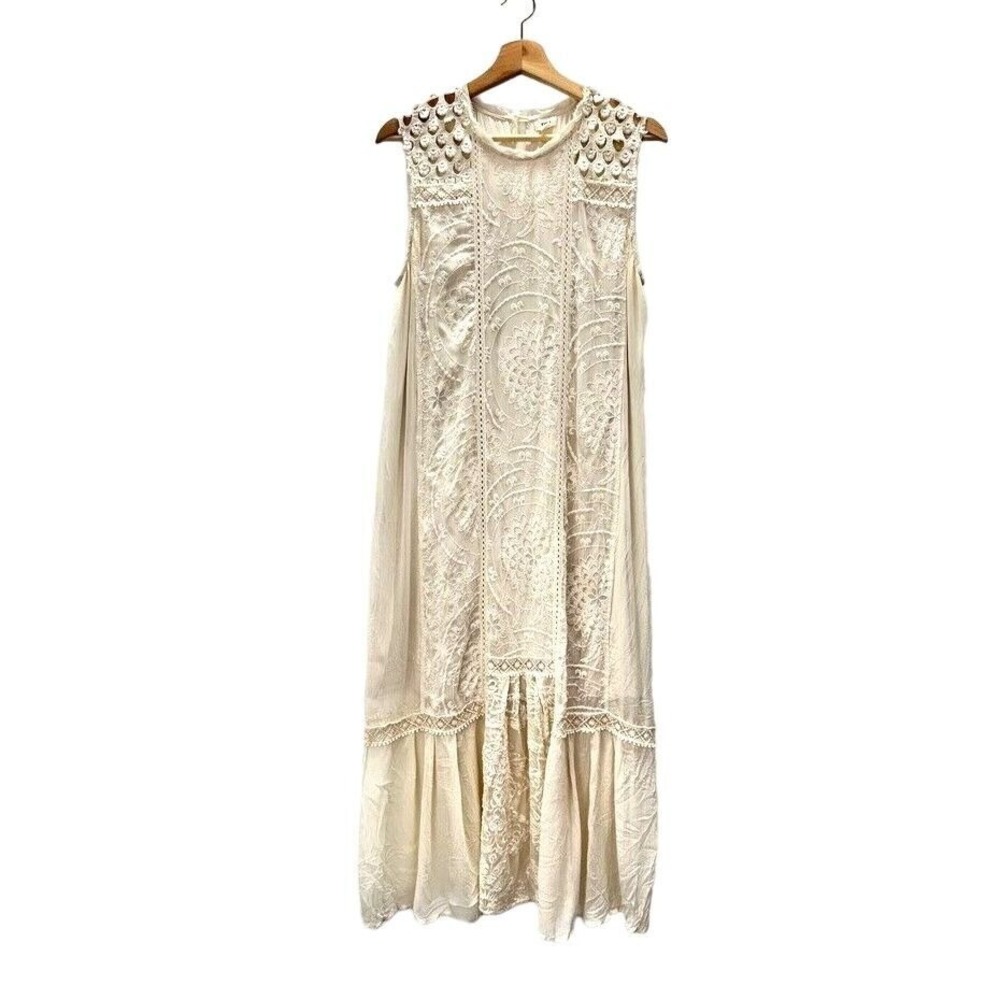 Anthropologie Cream Midi Dress